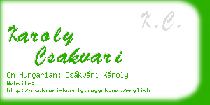 karoly csakvari business card